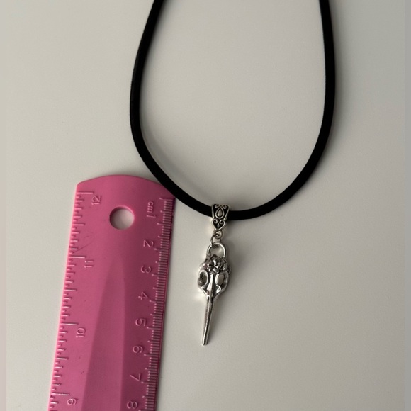 CROW RAVEN BIRD SKULL Pendant Silver Necklace Female Men Gothic Punk Biker Chain - Picture 6 of 8